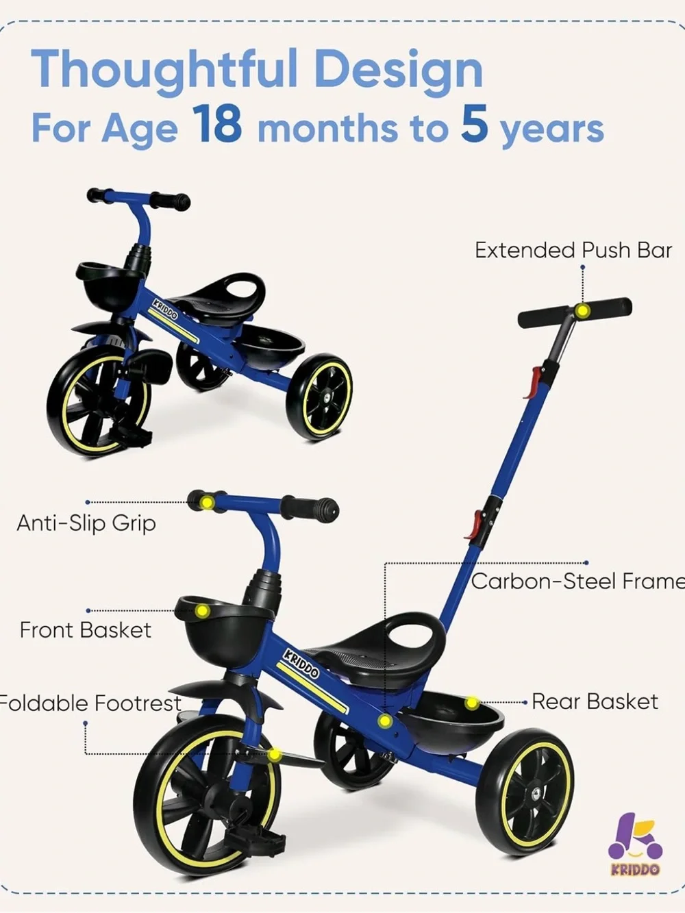 KRIDDO blue tricycle